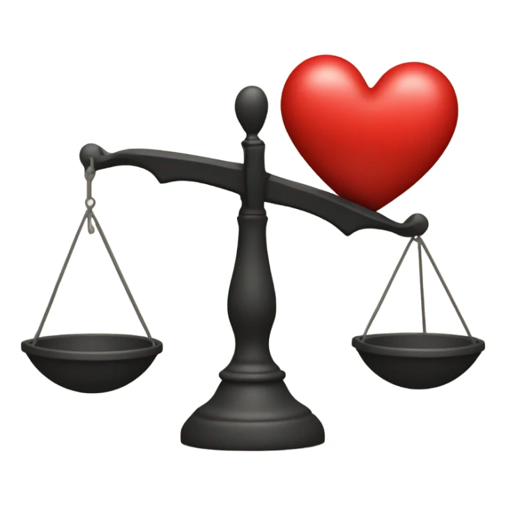 A scale, with a big red heart on one side and a somes dollars on the other side. sticker