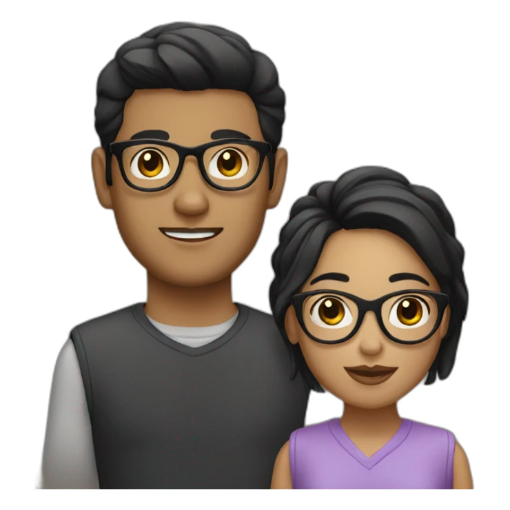 couple with glasses and black hair and black eyes sticker