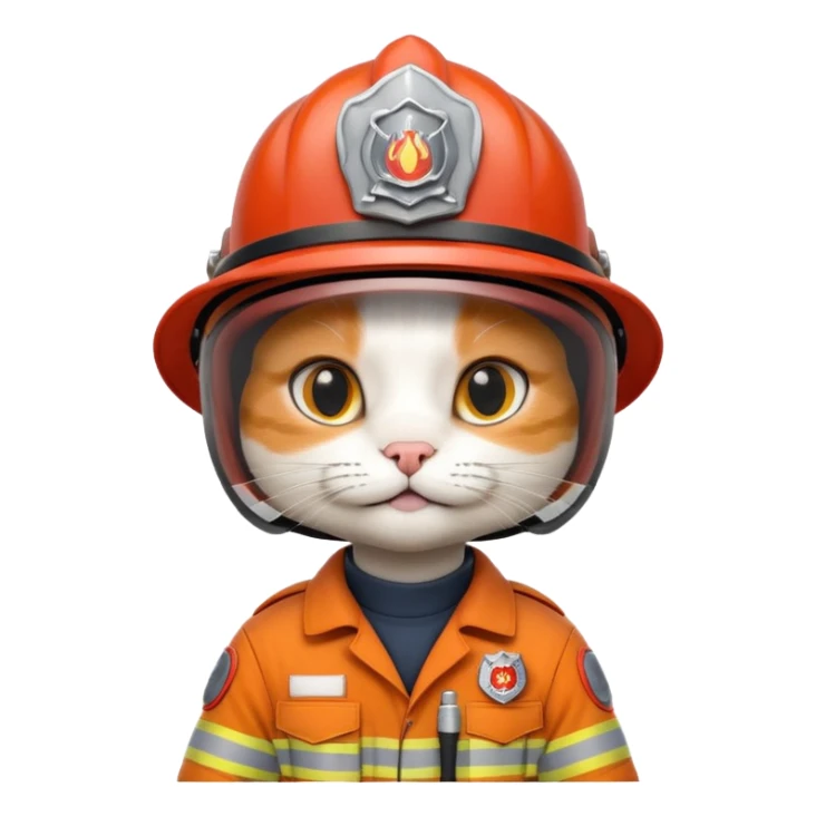 Cat firefighter, uniform including helmet of uniform sticker