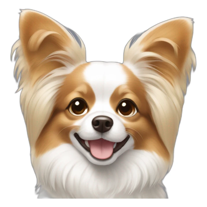 papillon dog white short hair with light brown ears smiling daisy collar sticker