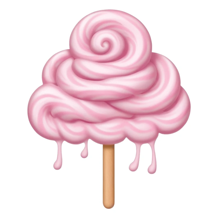 pastel pink cotton candy on a paper stick, swirling cloud-like texture sticker