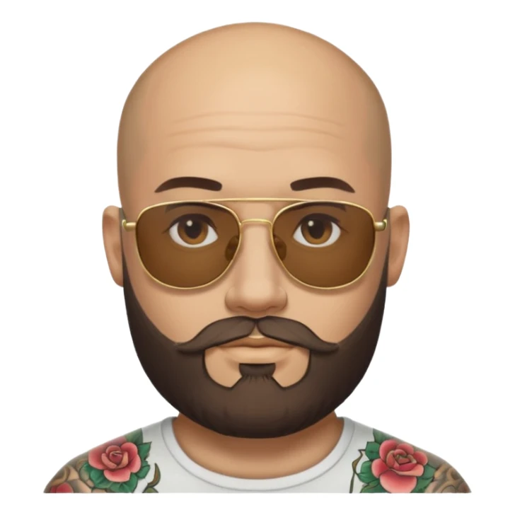   tattooed baldies with  sun glass with bearded sticker