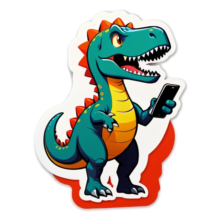 Dinosaur selling phones  sticker
