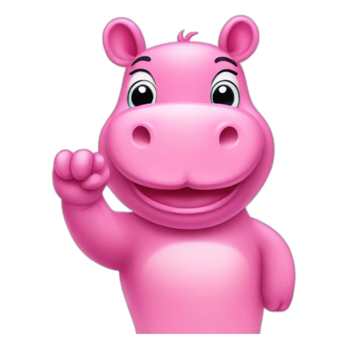 cute pink hippo showing victory sign two fingers sticker