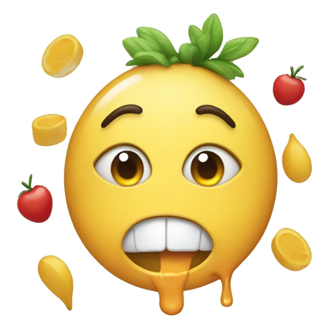 Happy tears with hungry emoji with food  sticker