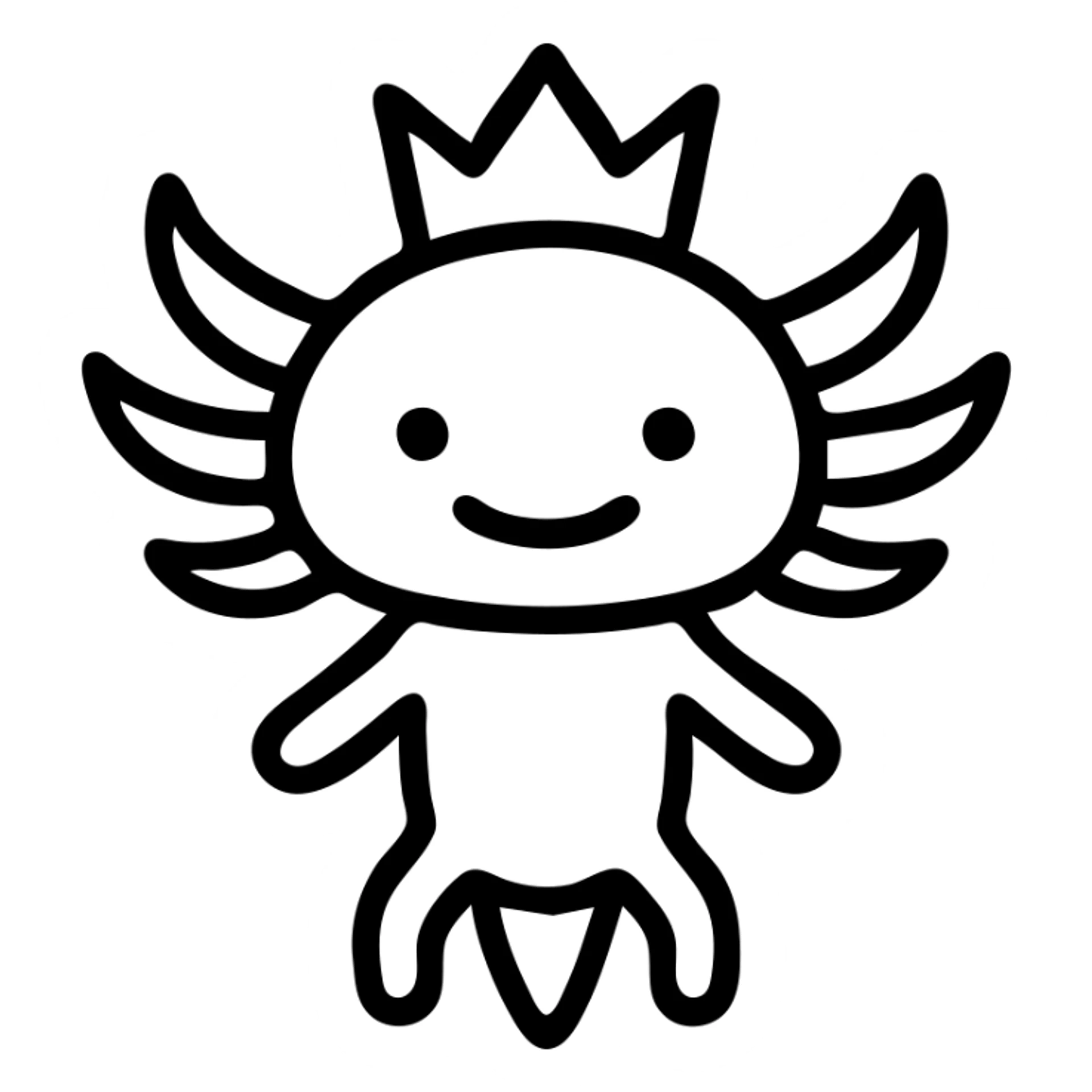axolotl with a crown, outlined icon sticker