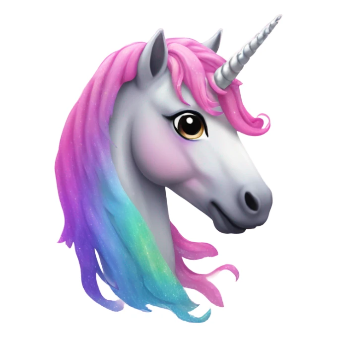 Pink rainbow ombre majestic unicorn with glitter  sticker