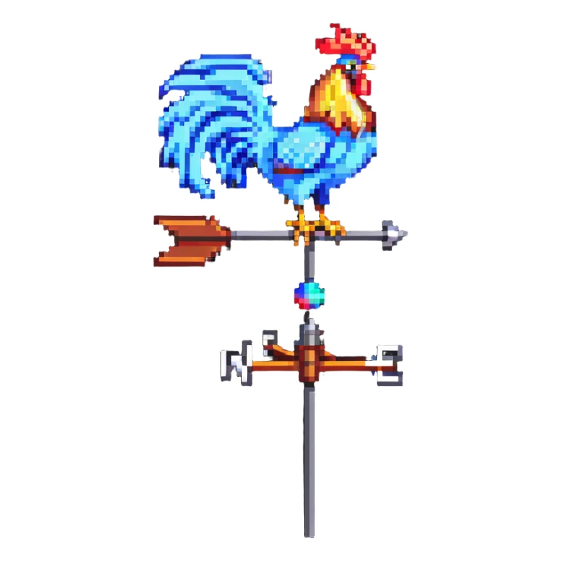 weathervane with rooster in pixel art style sticker