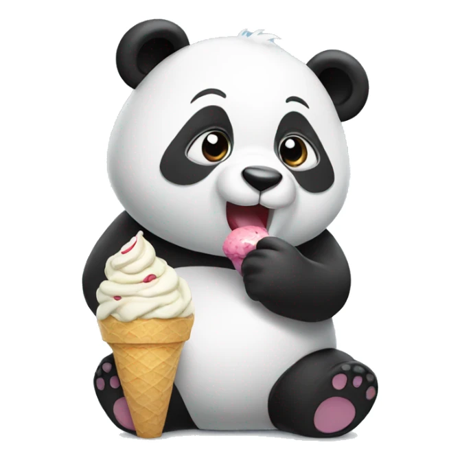 Panda eating ice cream sticker