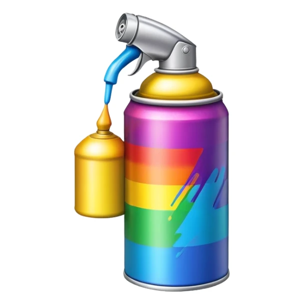Colorful spray paint can with rainbow design for graffiti sticker