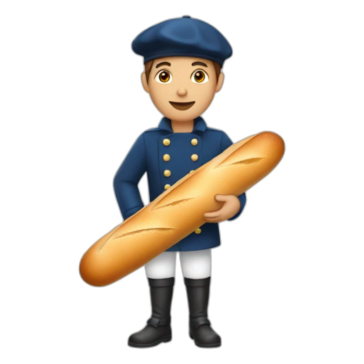 french person with beret holding baguette sticker