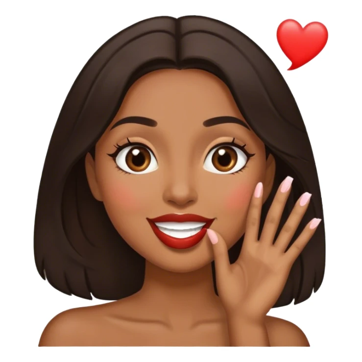 Emoji de uma moça morena com a pela parda cabeleira mandando beijo sticker