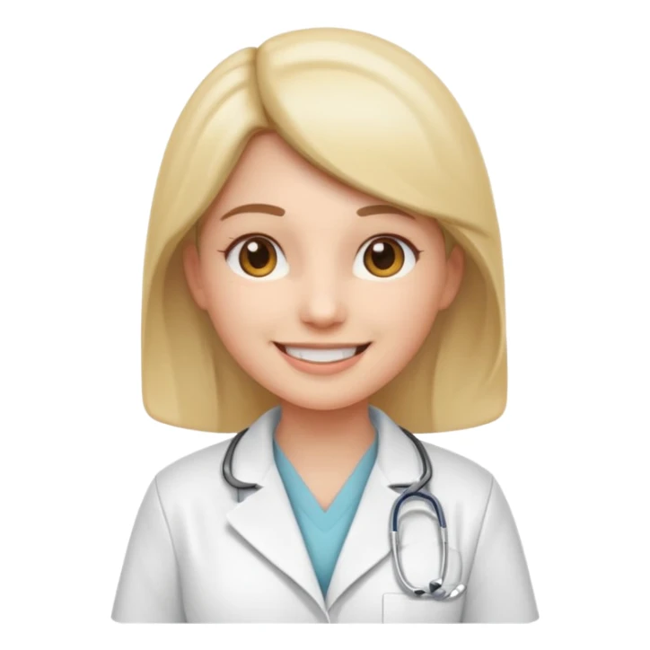  Depict a nurse in a white coat, with a light expression and the soft detail typical of modern emojis. The scene should have a clean look, with subtle shadows and smooth outlines, maintaining the 3D cartoon style used in iOS emojis. Keep it consistent with the emoji style. sticker
