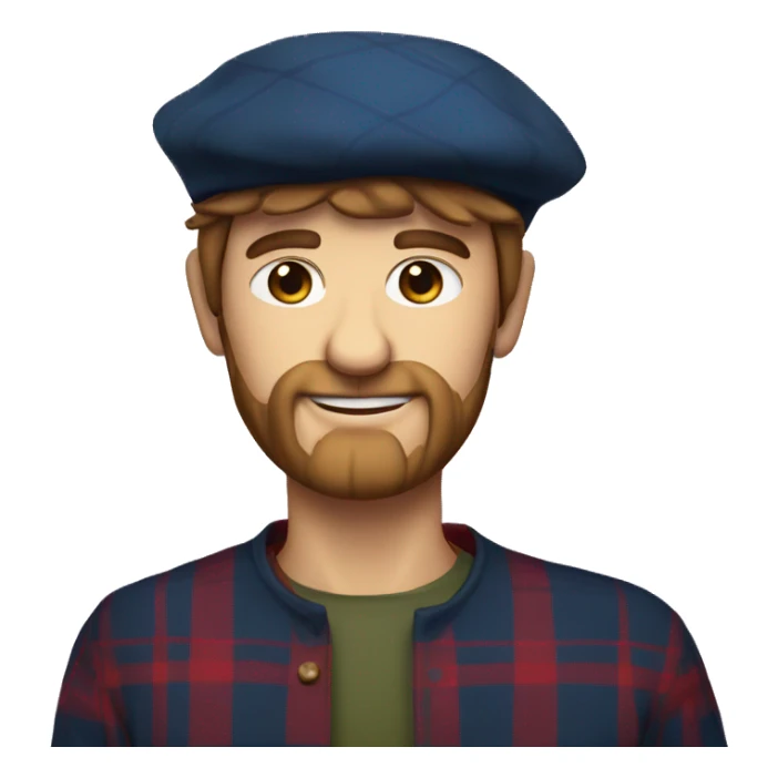 Scottish man wearing a tartan berry hat sticker