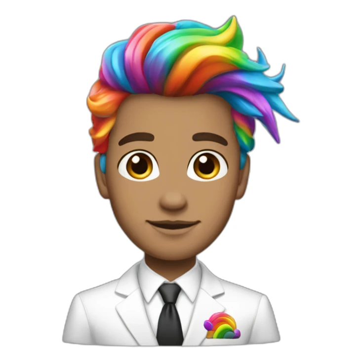 Posh-boy-with-white-suit-and-rainbow-unicorn-hair sticker