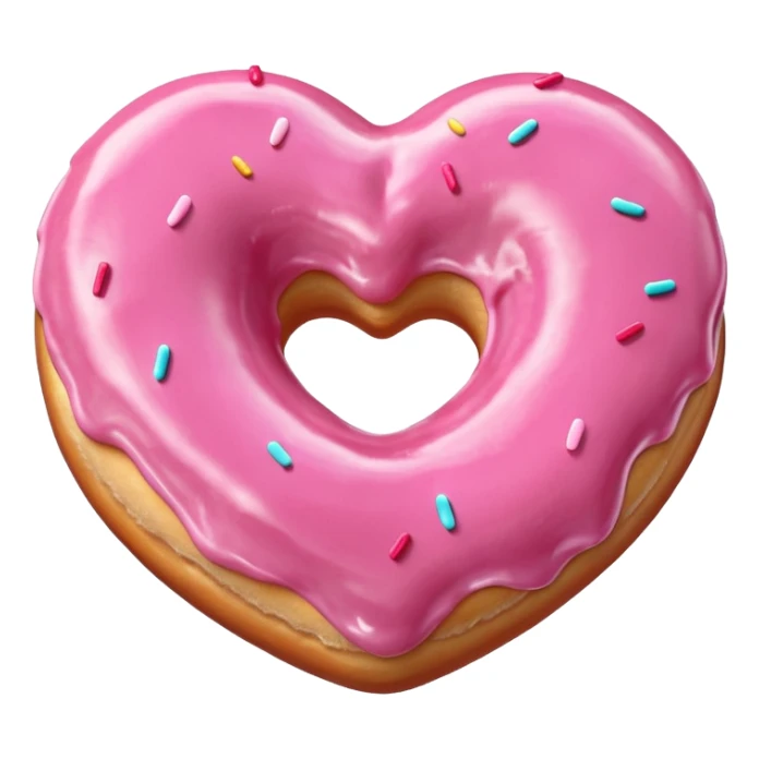 Realistic isolated heart shaped donut with pink frosting. sticker