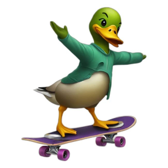 duck on a skateboard robbing a person sticker