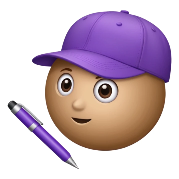 A plastic brown ball cap and the long rectangle purple. (With a pen) And looks like a BFDI style sticker