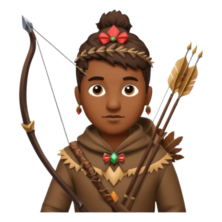 The classic hunter image with a bow and arrow on his back, dressed in brown with some animal made decorations sticker