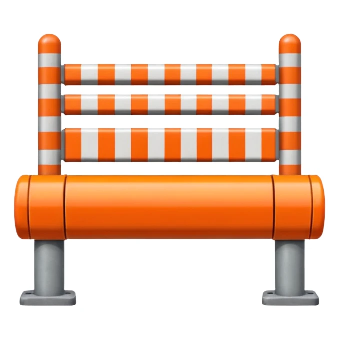Flat emoji-style icon of a boom barrier.
Orange control box.
Red and white striped barrier arm coming out of the box.
Box is solid orange only, arm is red-white only.
NOT gates, NOT fence, NOT fully red-white barrier. sticker