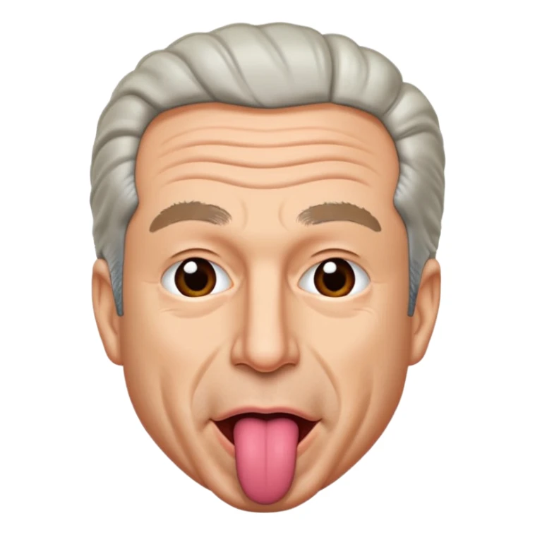Jeffrey Epstein with tongue out, Twemoji style sticker