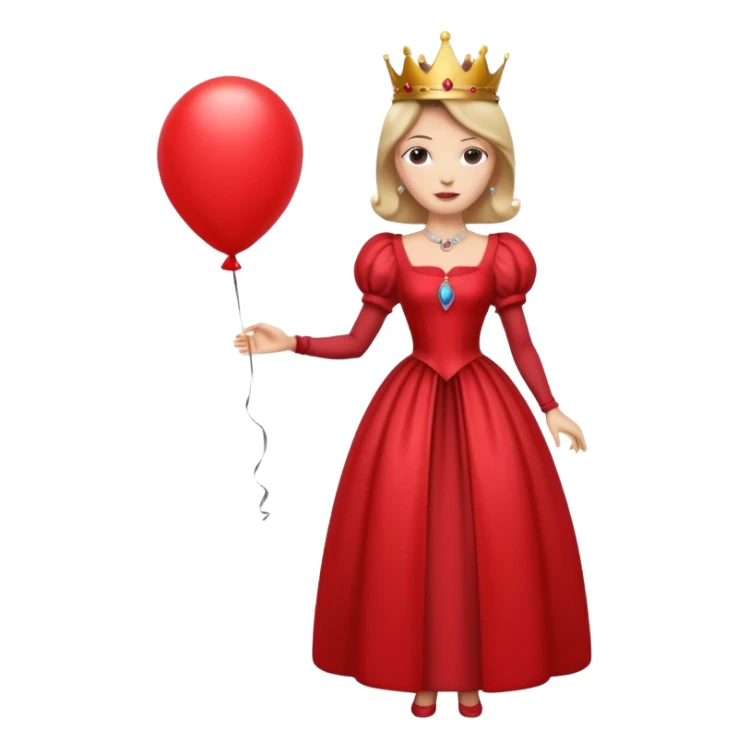 queen wearing dress, holding balloon sticker
