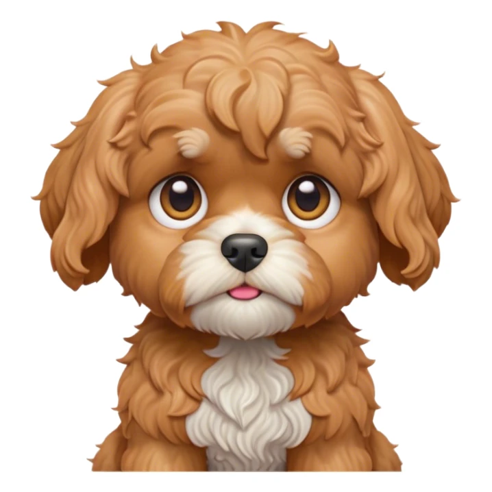 Cinematic Grumpy Apricot Cavoodle Portrait Emoji, Head tilted slightly with a deeply unimpressed expression, showcasing a thick, curly apricot coat with subtle white accents, large, droopy brown eyes narrowed into an unamused glare, ears slightly drooping in exasperation, Simplified yet comically expressive features, highly detailed, glowing with a dry, sarcastic glow, high shine, effortlessly judgmental yet dignified, stylized with a touch of cynicism, bright but brooding, soft glowing outline, capturing the essence of an eternally unimpressed yet endearing companion, so lifelike it feels like it could sigh heavily at you in disdain at any moment! sticker