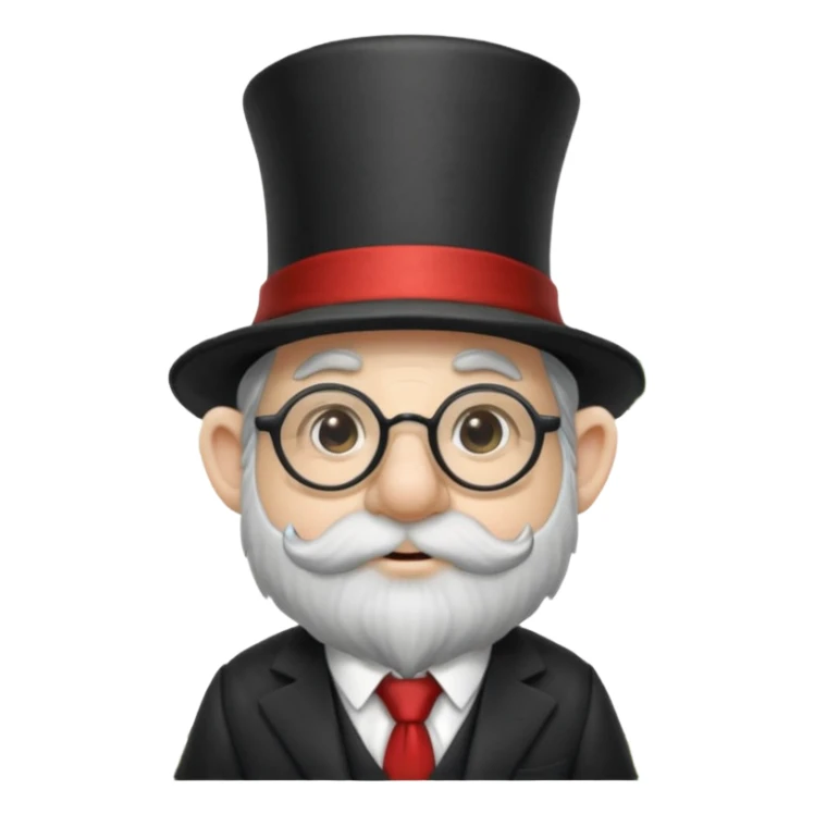 Hairy gnome with big nose, top hat, tie and blind glasses in forest sticker