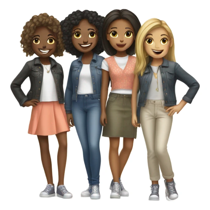 happy girls in stylish attire sticker