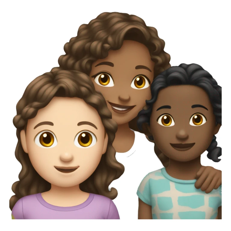 smiling fair skinned girl with medium straight brown hair holding a fair skinned toddler with curly black hair sticker