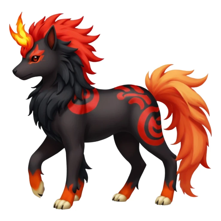Shiny Exotic Gothic Rapidash-Houndoom-Arcanine-Pokémon-Fakémon-hybrid-creature sticker