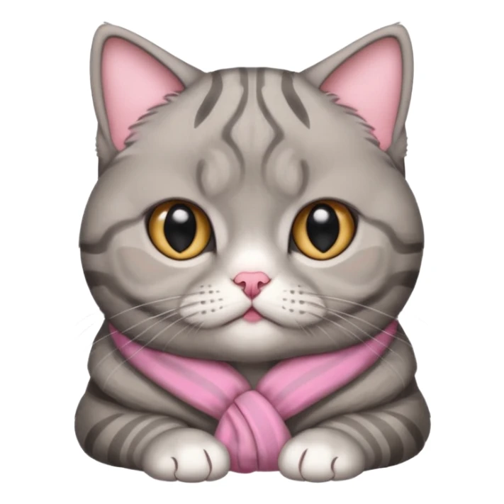 A grey striped Scotch fold with folded ears, a cute cat sticker