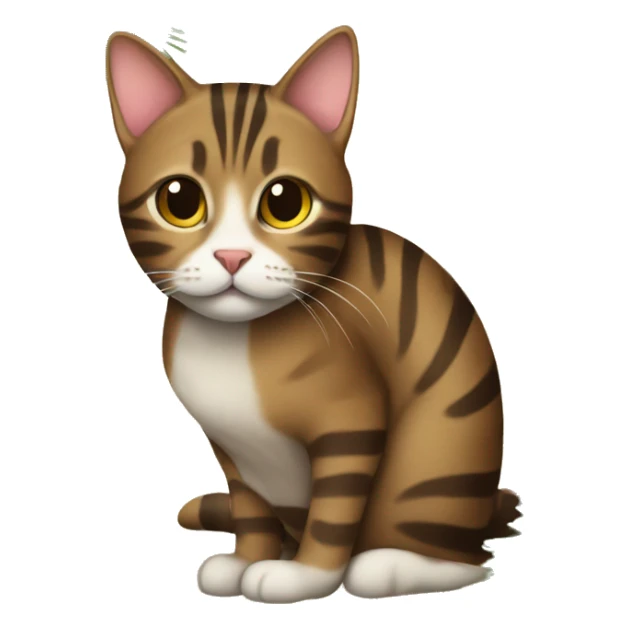 Brown striped cat sitting under a Christmas tree  sticker