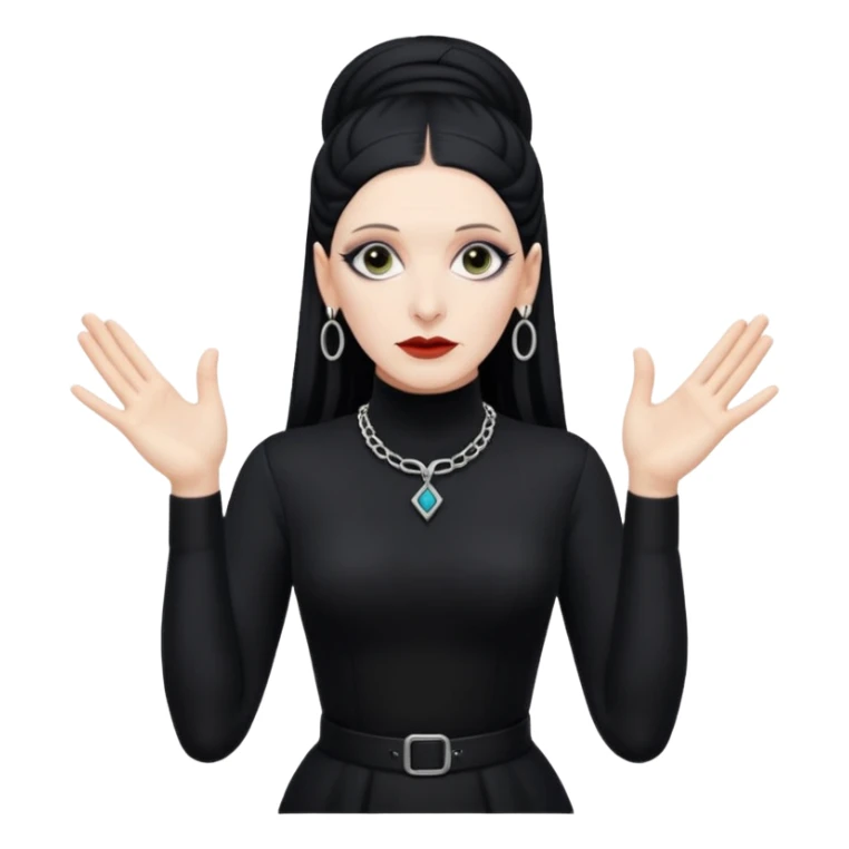 Lene Lovich shown as on the Stateless album cover with a typical symmetrical hand pose sticker