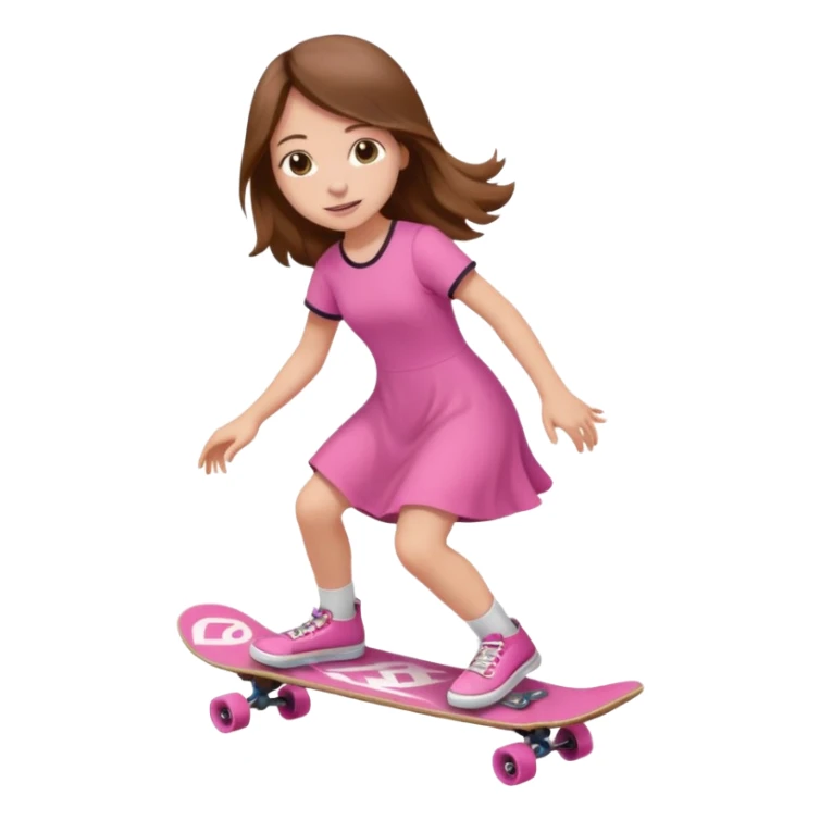 Dinosaur on a skateboard pink dress for girls in  sticker