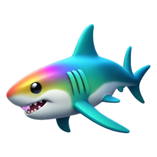 Kawaii neon hammerhead shark with rainbow horn  sticker