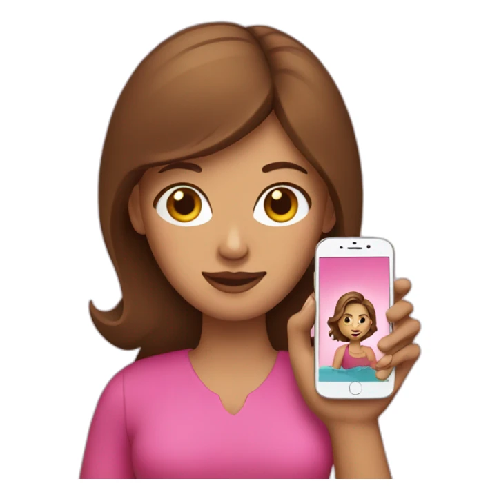 Brown-hair Women hold pink smartphone sticker