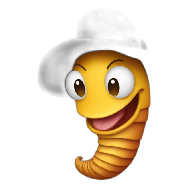 bust of an earth worm wearing a cowboy hat sticker