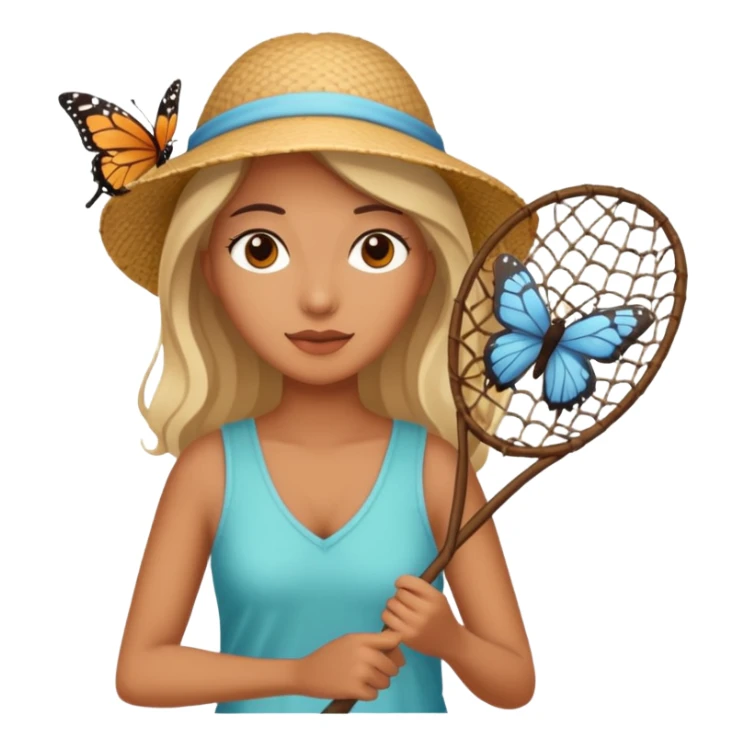 woman holding butterfly net sticker