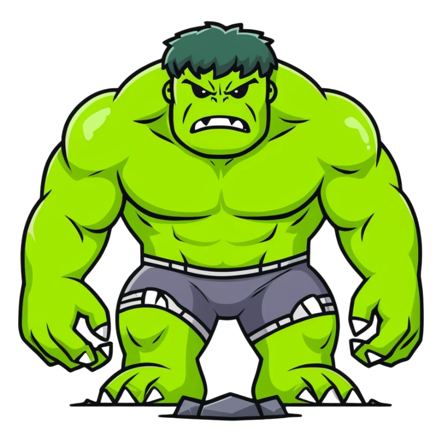 World Breaker Hulk, ultimate green monster with earth-shattering power, cracked ground beneath him sticker