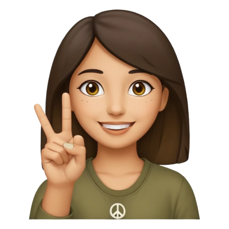smiling girl with peace sign\ sticker
