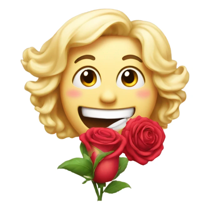 emoji with rose in its mouth winking sticker