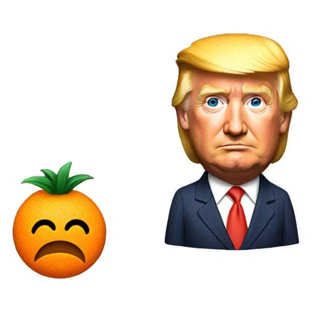 Donald trump next to and orange sticker