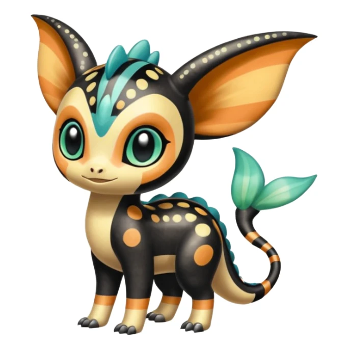 Colorful Exotic Striped Spotted Dotted dusted Glossy Shiny Meloetta-Vernid-Trico-Toothless-Kirby-Fakémon-creature-hybrid sticker