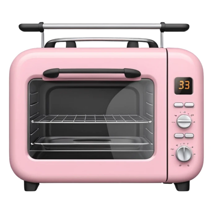 Cute emoji-style Ninja Combi countertop oven, pastel pink appliance, rounded edges, soft highlights, simple shadows, modern kitchen gadget aesthetic, kawaii but realistic, centered, white background sticker
