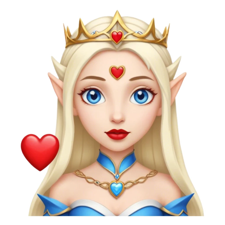 High Elf princess, blue eyes, light skin, red lips, holding a heart. sticker