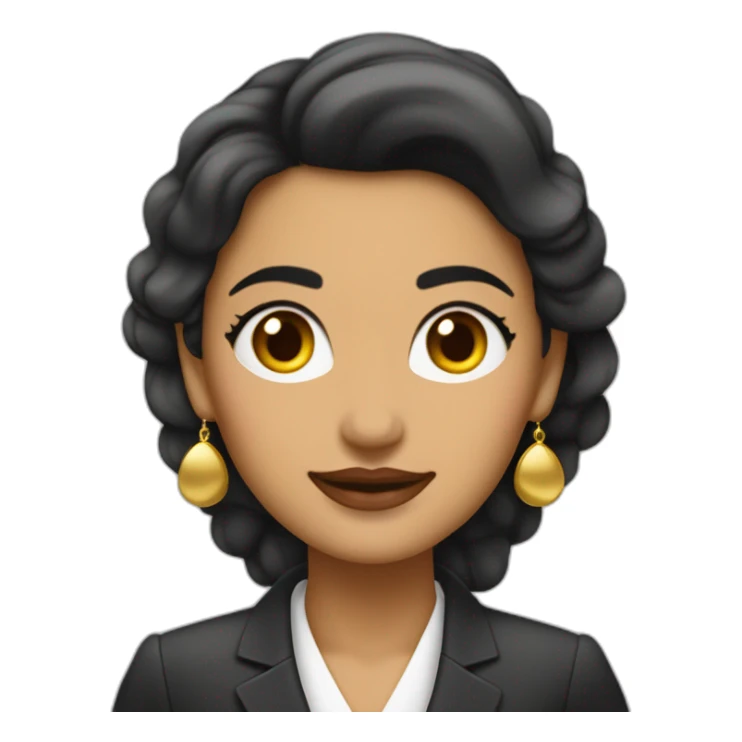 Mujer empresario con aretes de oro redondos de nariz respingada con tez morena clara y cabello castaño sticker