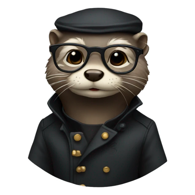 Otter wearing long black trenchcoat and neo glasses sticker