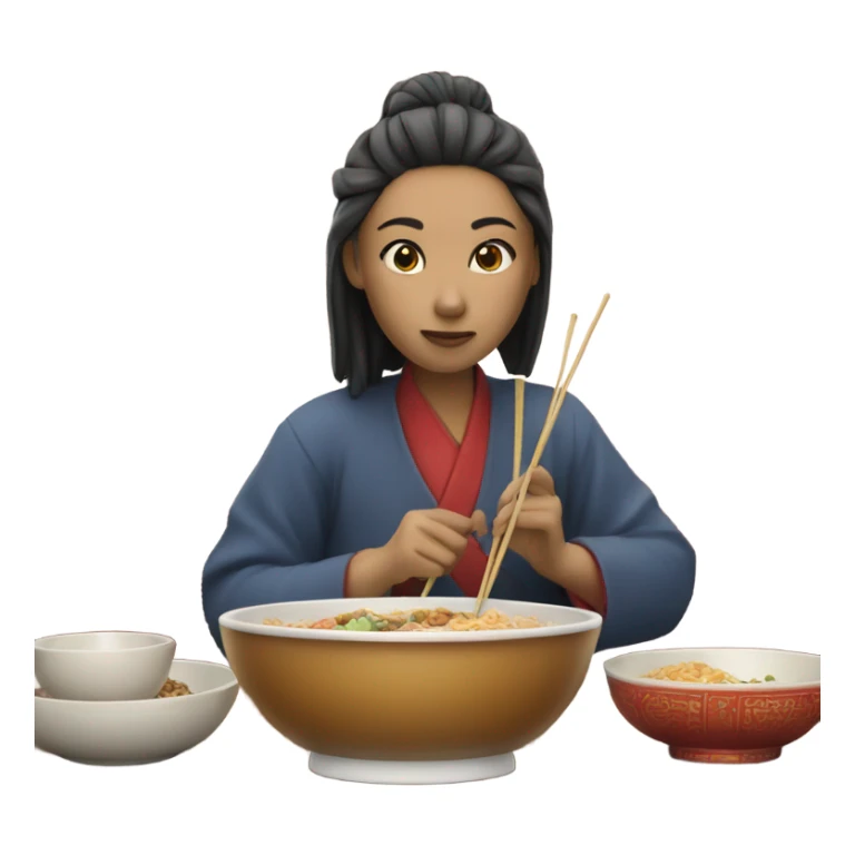 person eating chinese food sticker