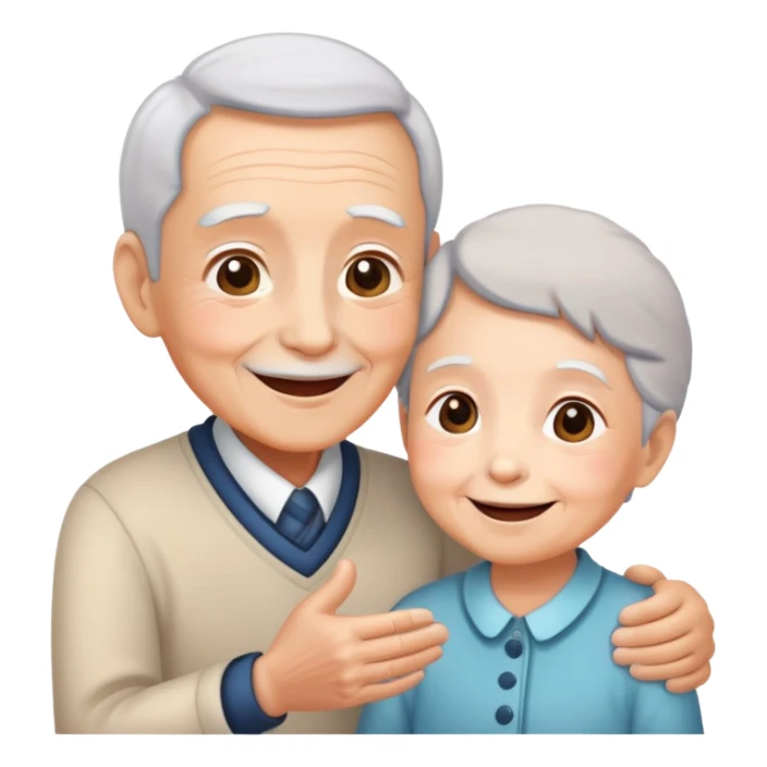 child greeting or helping an elderly person, cheerful and respectful sticker